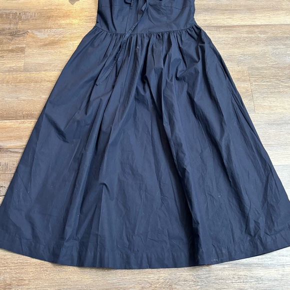 NWT Quince 100% Organic Cotton Puff Sleeve Midi Dress Navy Medium - Picture 6 of 8